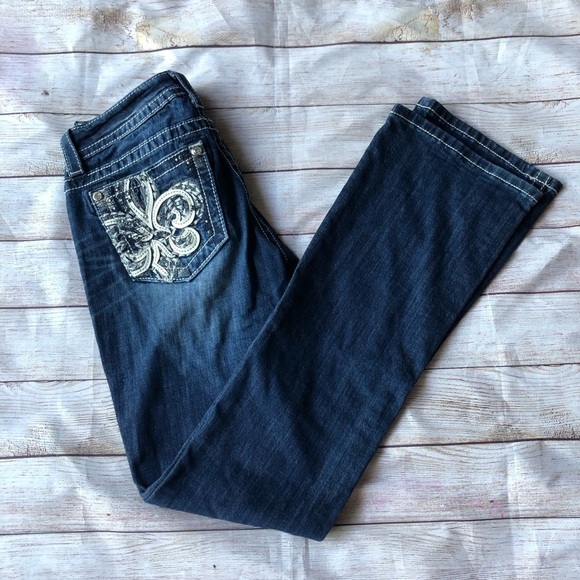 Embellished Pockets Jeans boot cut  jp5769b Size28 - Picture 1 of 4